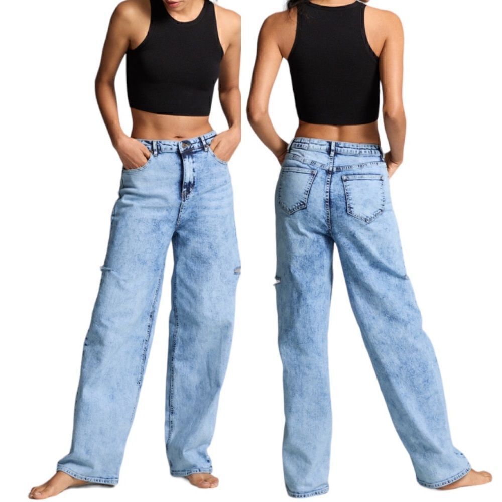 Gabrielle Union High Rise Ripped Straight Leg Jeans in the Size 10